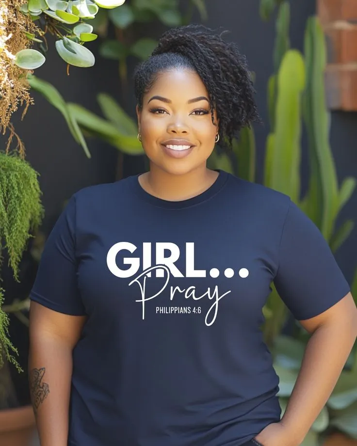 Sis, stop stressing & start PRAYING! __You already know Philippians 4_6 says don’t worry about anything—just pray! This “Girl, Pray” tee is your reminder to take it ALL to God—your dreams, struggles, and everything.webp