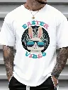 Easter Vibes Bunny Rabbit Sunglasses Graphic T-Shirt Men Summer Casual Easter Holiday Fun Tee Shirt Unisex Fashion Top.webp