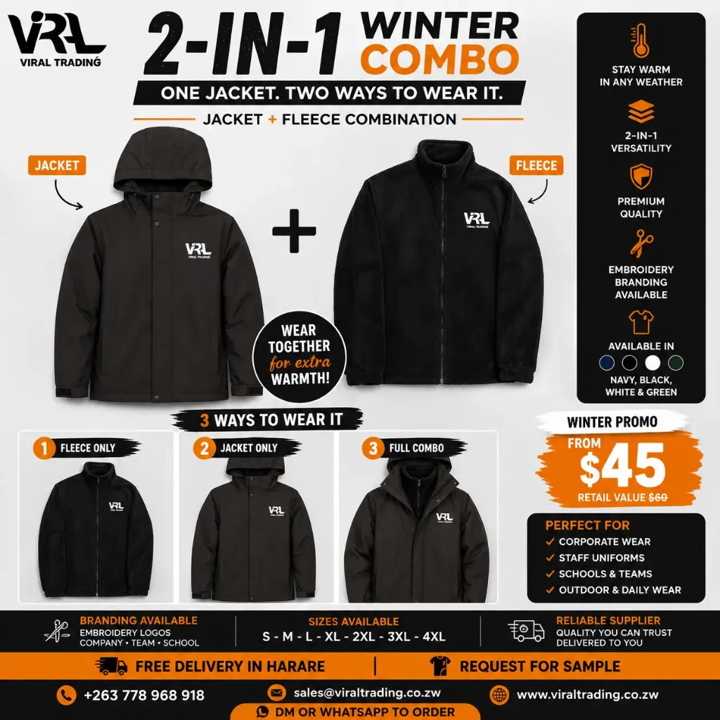 2-in-1 Winter Jacket Combo (Screen Printing, L)