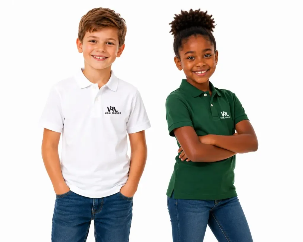 CW004-Unisex Kids Golf Shirt (3-4, Black)