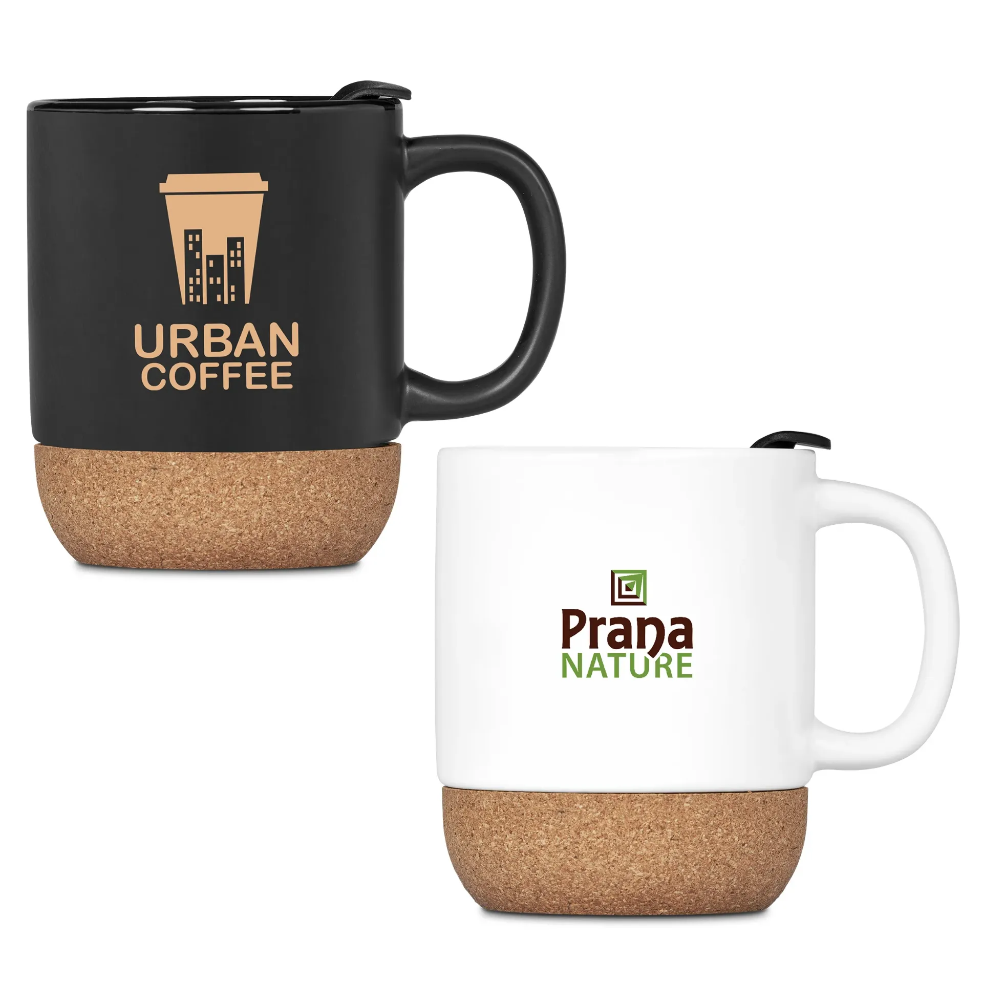 Serendipio Sienna Cork & Ceramic Coffee Mug - 340ml (black, uv printing)