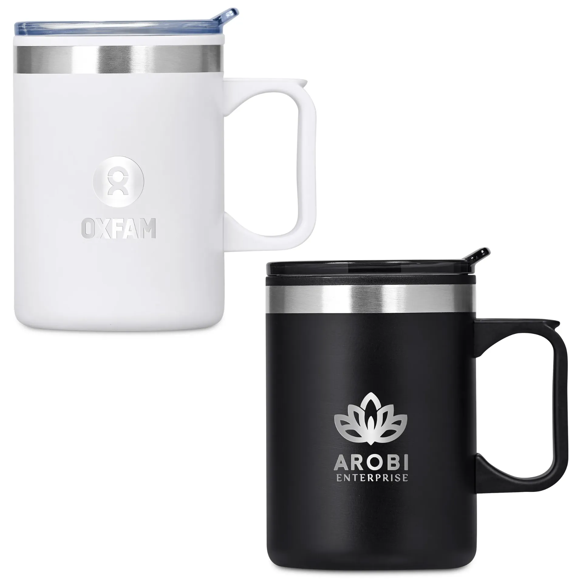 Kooshty Angelo Stainless Steel & Plastic Double-Wall Mug – 360ml (Black)