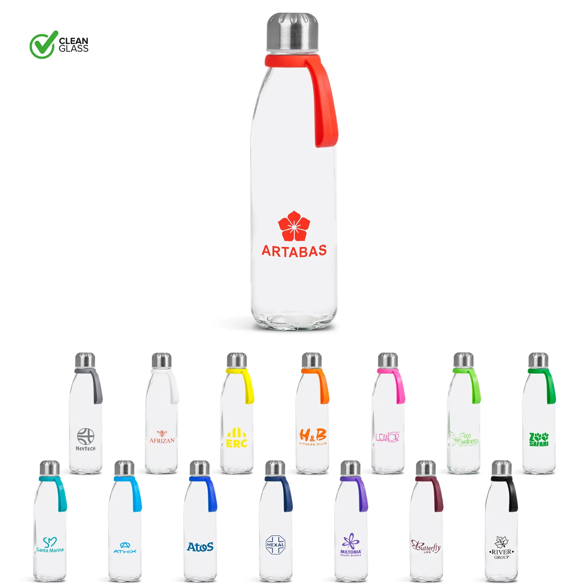 Kooshty Loopy Glass Water Bottle - 650ml (Black)